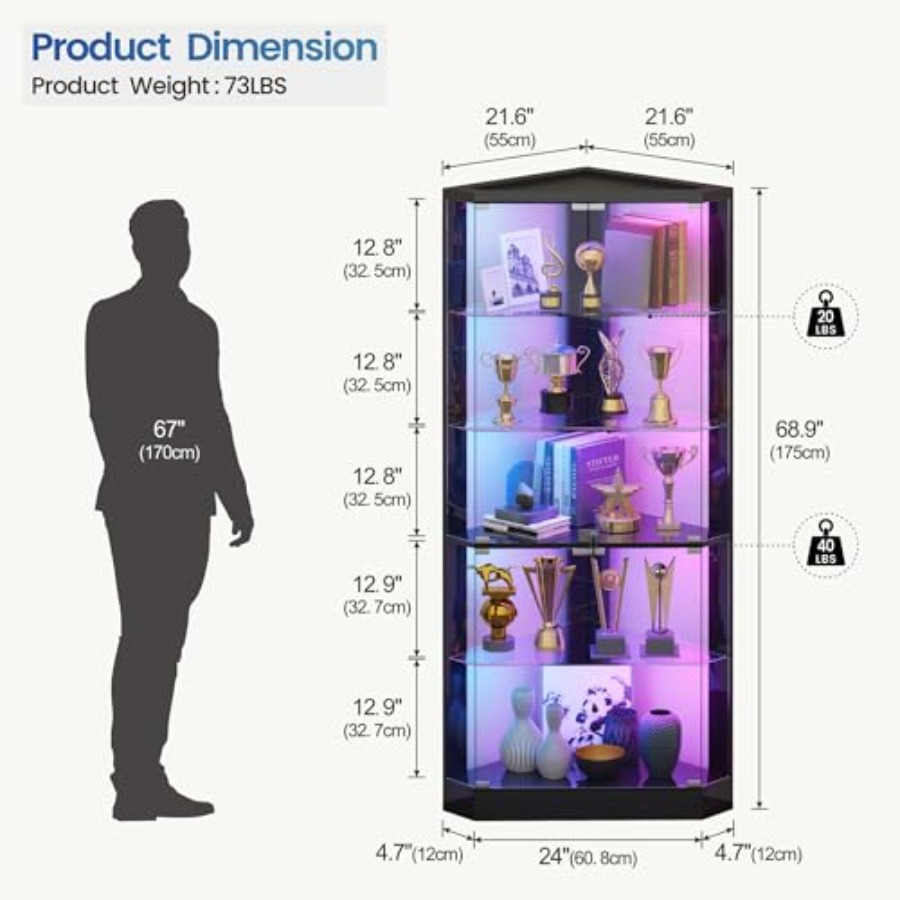 Corner Display Case with RGB L - Display Case Acrylic review and price